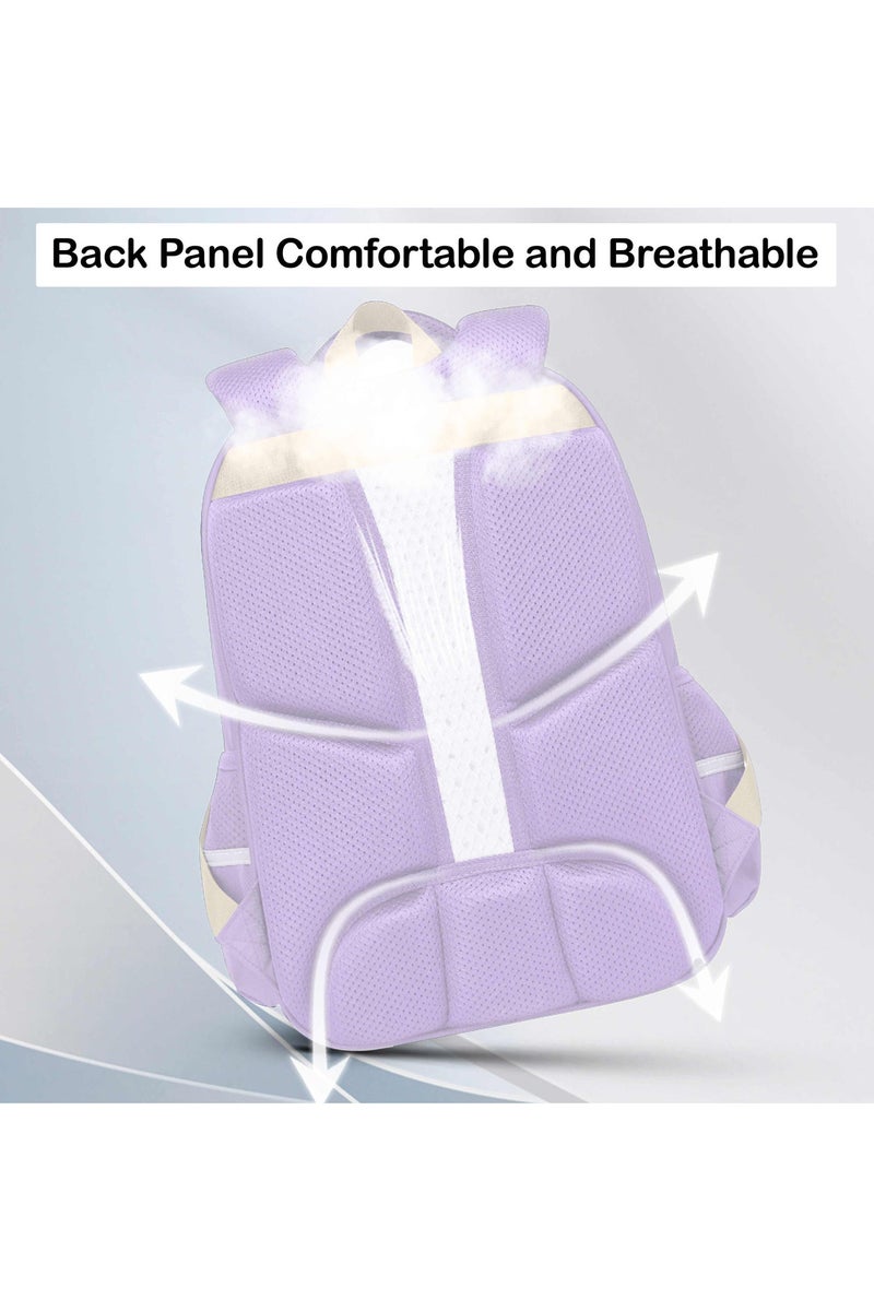 SUN EIGHT Premium 16.5-inch Light Weight School Backpack Water Resistant Polyester Kid’s Daypack for Girls, SE22222, Purple - Image 4